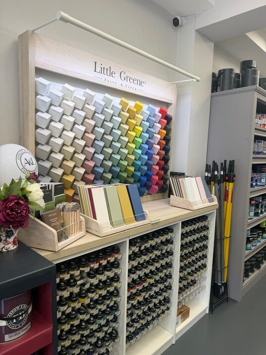 Little Greene colour wall display in the Ashley & Lewis shop