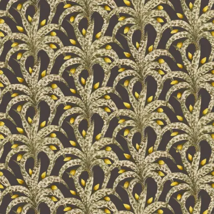 Afrika Damask wallpaper in Onyx & Citrine