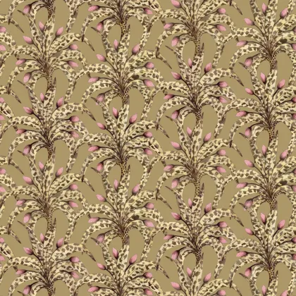 Afrika Damask wallpaper in Safari & Blush