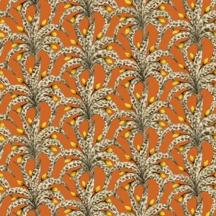Afrika Damask wallpaper in Tangerine & Marigold