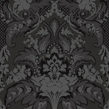 Aldwych wallpaper in Glitter Silver on Black
