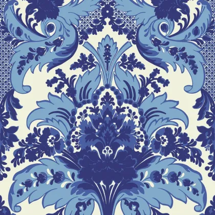 Aldwych wallpaper in Multi Blue on White