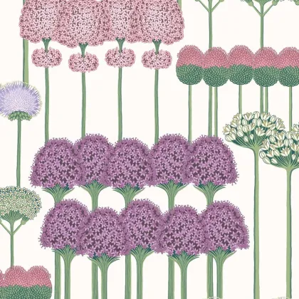 Allium wallpaper in Mulberry, Blush & Lilac on Chalk