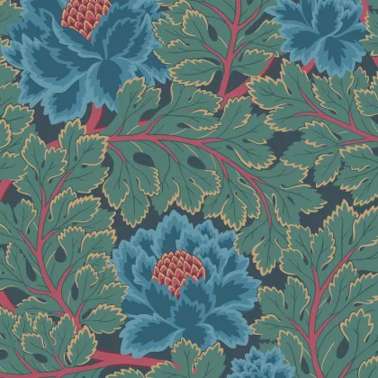 Aurora wallpaper in Petrol & Teal on Ink