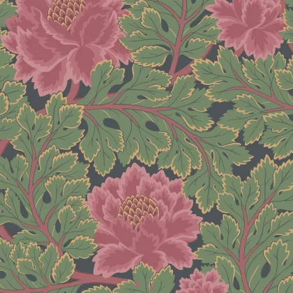 Aurora wallpaper in Rose & Forest on Charcoal