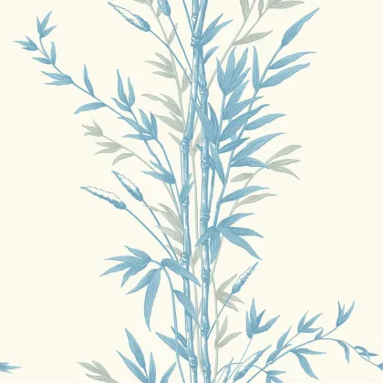Bamboo wallpaper in Blue on Chalk