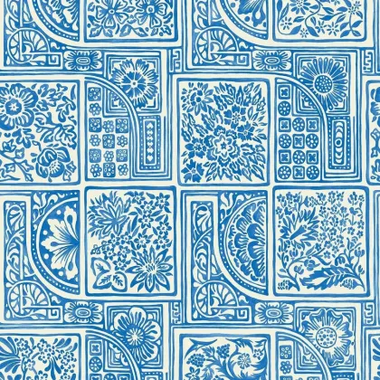 Bellini wallpaper in China Blue on White