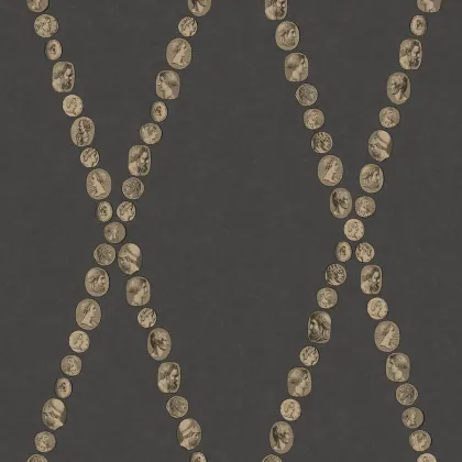 Cammei wallpaper in Gold on Charcoal