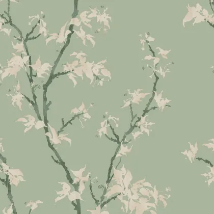 Chinese Branch wallpaper in Sage