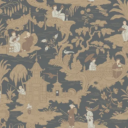 Chinese Toile wallpaper in Spice on Soot