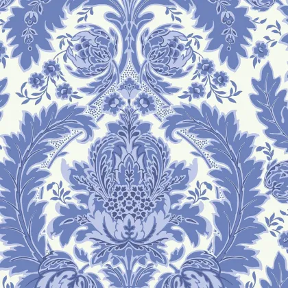 Coleridge wallpaper in Blue on White