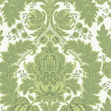 Coleridge wallpaper in Leaf Green on White