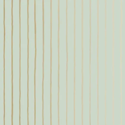College Stripe wallpaper in Soft Olive & Metallic Gilver
