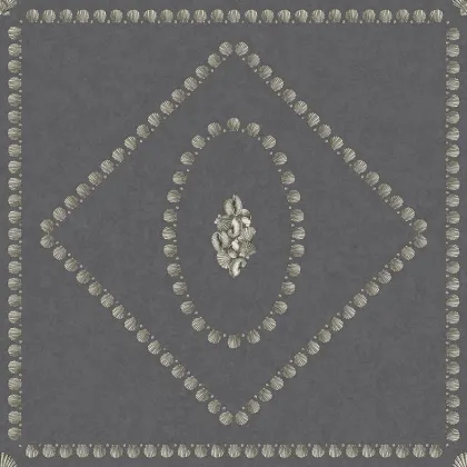Conchiglie wallpaper in Soft Gold on Charcoal