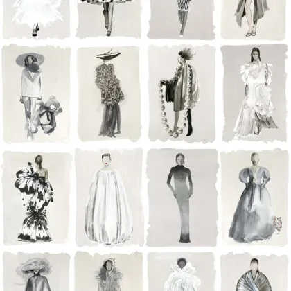 Couture Carousel wallpaper in Monochrome Pearl