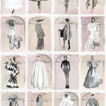 Couture Carousel with Windows wallpaper in Blush Pearl