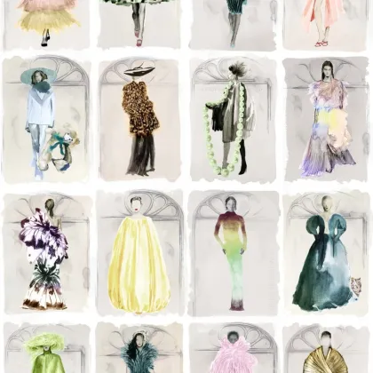 Couture Carousel with Windows wallpaper in Pastel Pearl