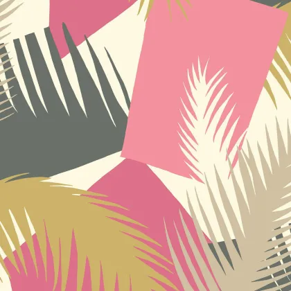 Deco Palm wallpaper in Fuchsia, Magenta, Gold & Charcoal on Cream