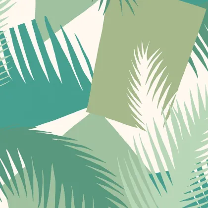 Deco Palm wallpaper in Leaf Greens on Cream