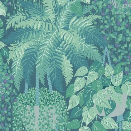 Fern wallpaper in Dark Viridian & Teal