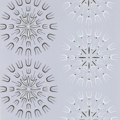 Fioretti wallpaper in Soot & Snow on Powder Blue