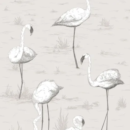 Flamingos wallpaper in Chalk & Soot on Snow