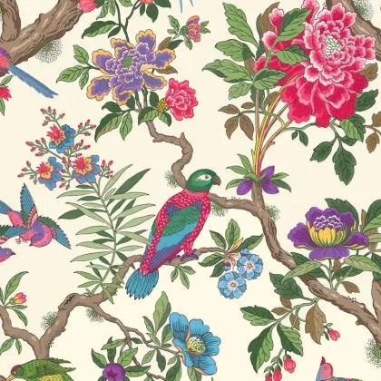 Fontainebleau wallpaper in Multi on Parchment