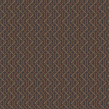 Fretwork wallpaper in Charcoal & Spice