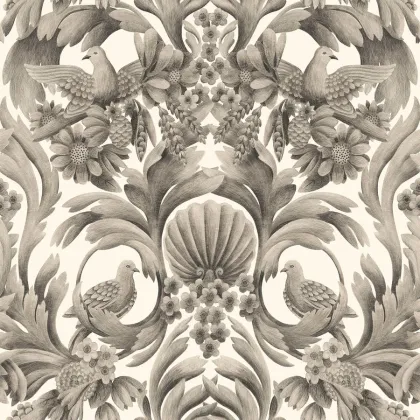 Gibbons Carving wallpaper in Soot on Stone
