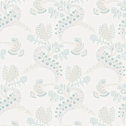 Hartford wallpaper in Print Room Blue & Blush on Parchment