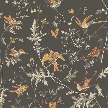 Hummingbirds wallpaper in Charcoal & Ginger