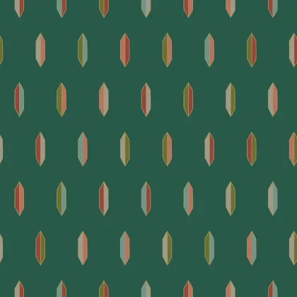 Inlay wallpaper in Jewel Multi & Copper on Racing Green