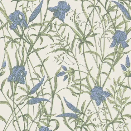 Iris wallpaper in Iris Blue on Stone