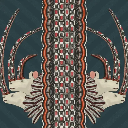 Jabu wallpaper in Tangerine on Ink