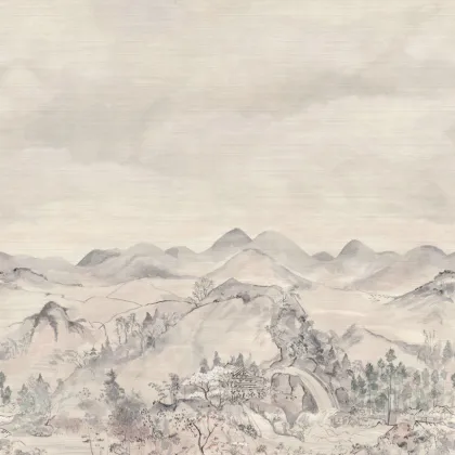 Japanese Chinoiserie - Grasscloth wallpaper in Pearlescent