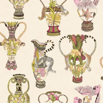 Khulu Vases wallpaper in Multi on Cream