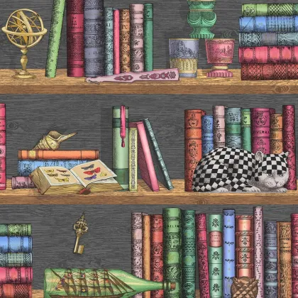 Libreria wallpaper in Rich Multi
