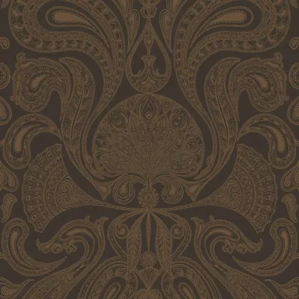 Malabar wallpaper in Metallic Bronze on Charcoal
