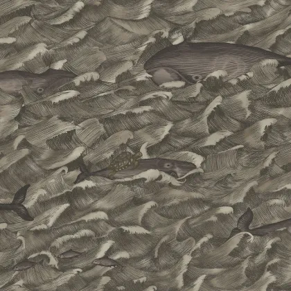 Melville wallpaper in Charcoal & Metallic Silver