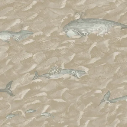 Melville wallpaper in Seafoam & Metallic Gliver