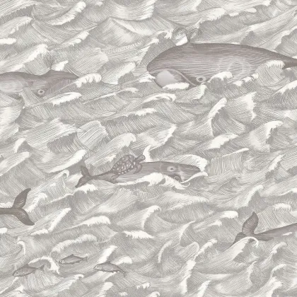 Melville wallpaper in Soot & Snow