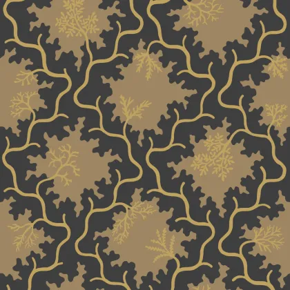 Moss Trellis wallpaper in Black and Gold