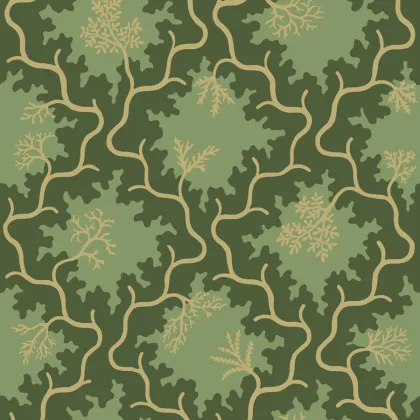 Moss Trellis wallpaper in Evergreen and Antique Gold