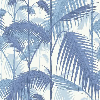 Palm Jungle wallpaper in Hyacinth on White