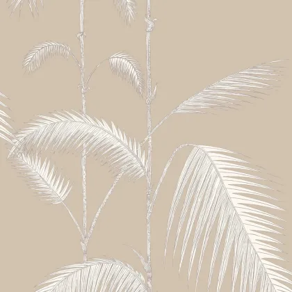 Palm Leaves wallpaper in Cream on Linen