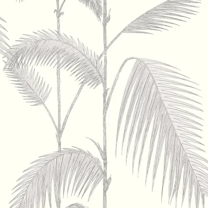 Palm Leaves wallpaper in Soft Grey on Pearl