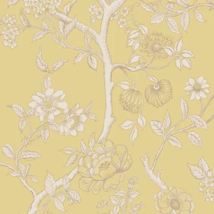 Paradise Tree wallpaper in Buttercup Yellow and Cream