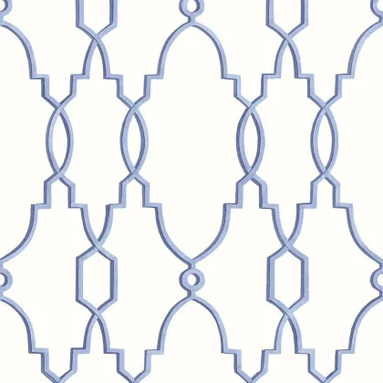 Parterre wallpaper in Hyacinth Blue on White