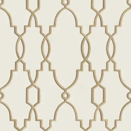 Parterre wallpaper in Metallic Antique Gold on White