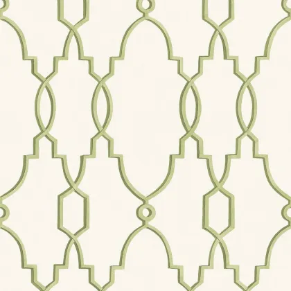 Parterre wallpaper in Olive Green on White
